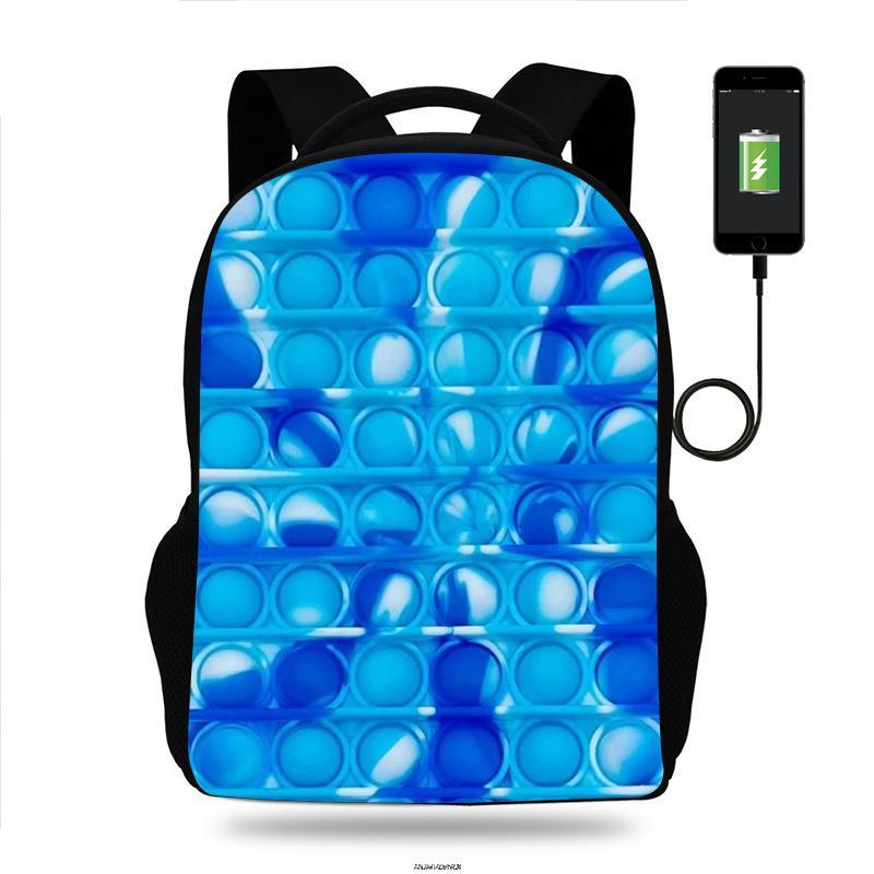 Push Pop It fidget Backpack for Teenagers Boys Girls School Bags Children Oxford USB Charge Bag Kids Mochilas