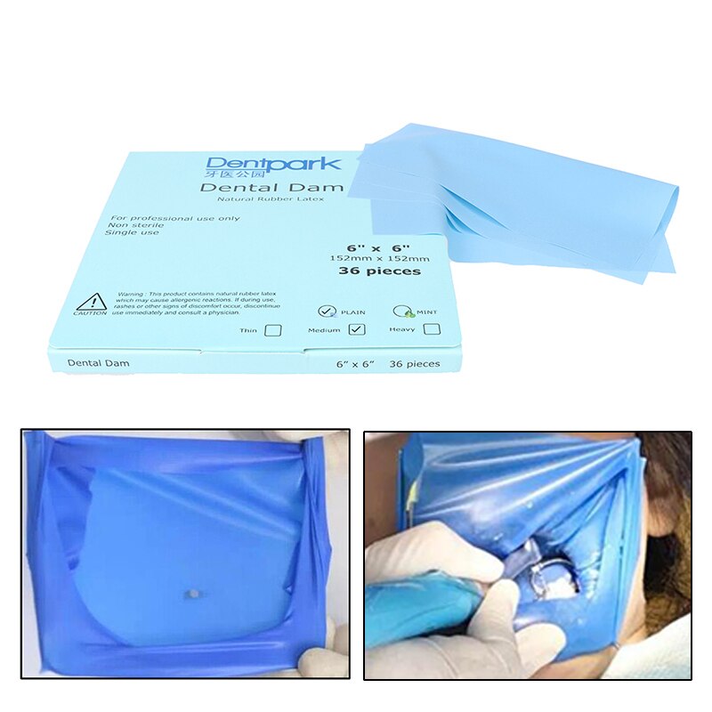 36Pcs 6“* 6” Dental Dam Sheet Blue Non Sterile Dental Rubber Dam Nature Latex