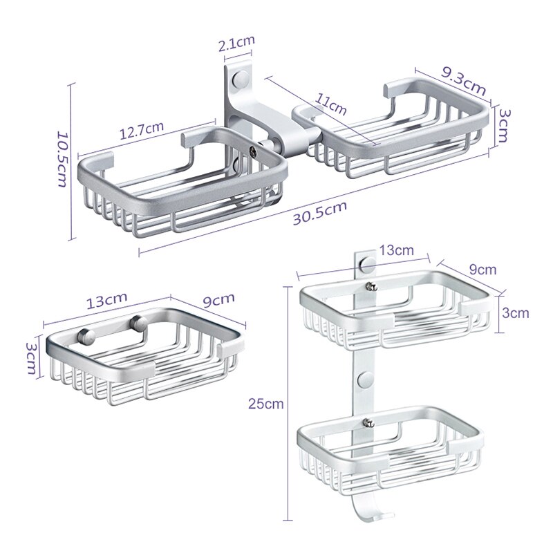 Väggmonterade tvålkoppar tvålhållare tvålkorg badrumstillbehör aluminium banheiro badbeslag  el0003