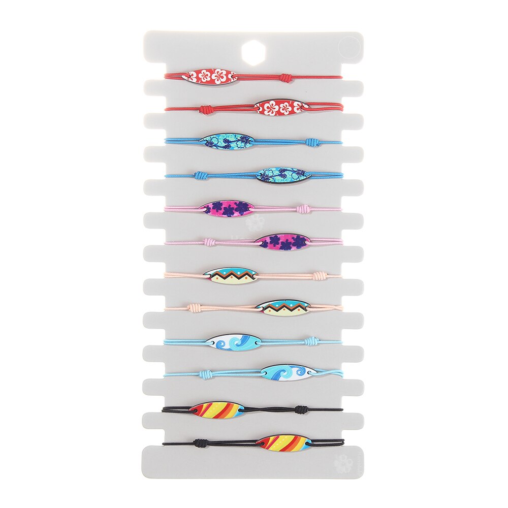 Pulsera de cuerda trenzada con conchas de cristal para mujer, brazalete ajustable hecho a mano con de Calavera, mariposa y mal de ojo, 12 unids/lote: B2645--C