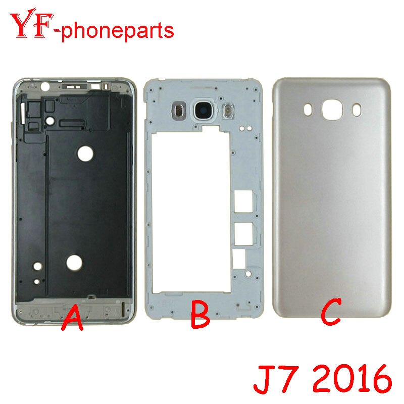 Middle Frame For Samsung Galaxy J7 J710 Housing Front Frame Middle Frame + Back Battery Cover + Camera Lens Repair Parts