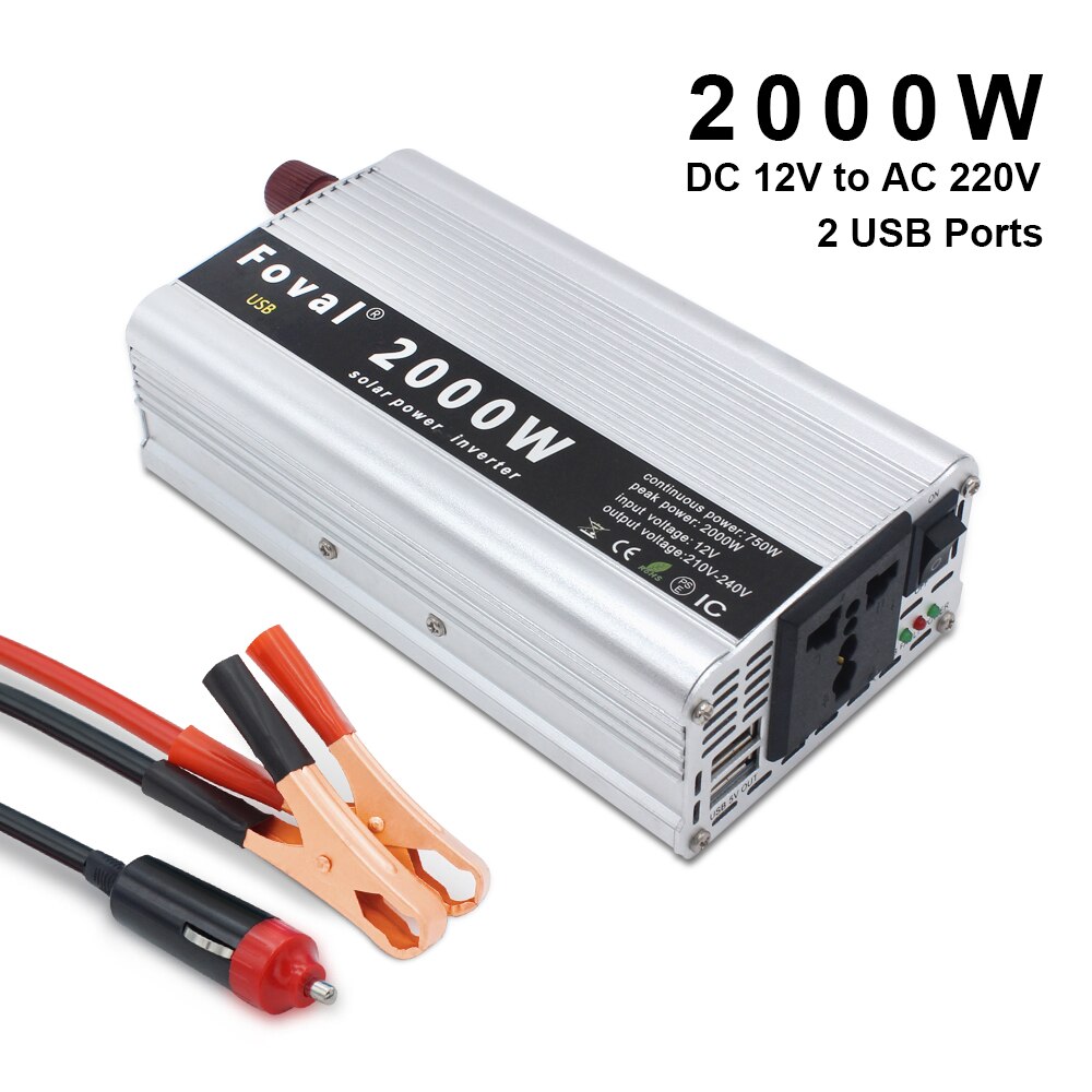 2000W Watt Car Power Inverter DC 12V/24V to AC 220V Portable Charger Converter Adapter Modified Sine Wave Power inverter