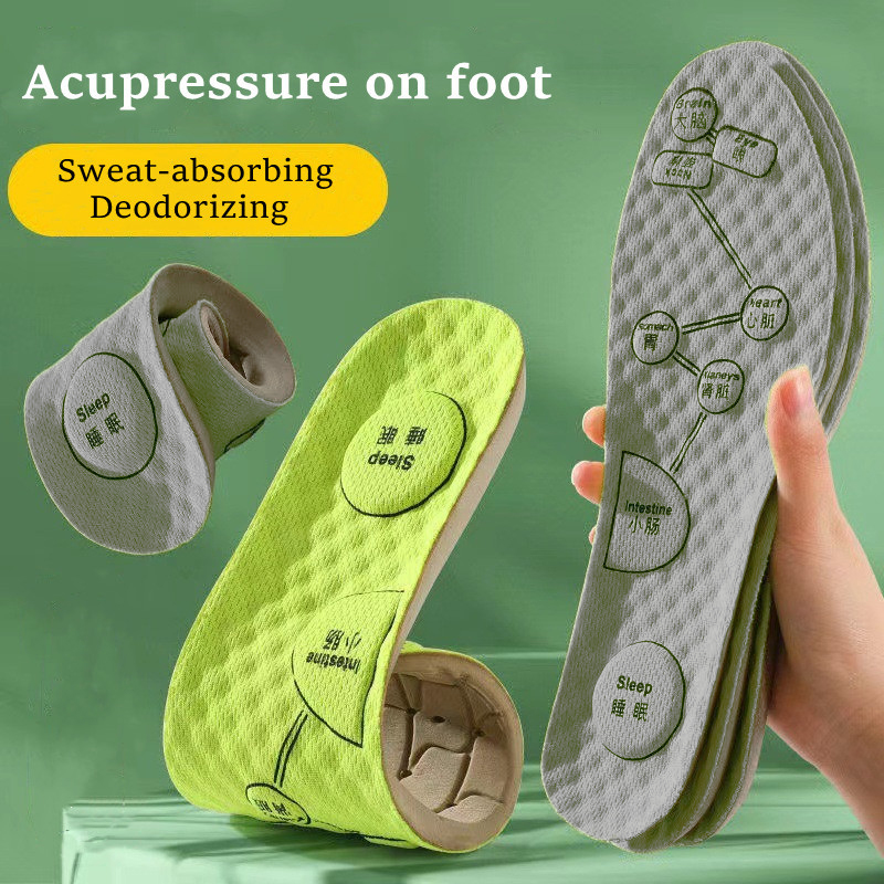 Palmilha de acupressão de pé masculino feminino macio respirável esportes almofada inserções absorvente de suor desodorante sola de sapato ortopédico