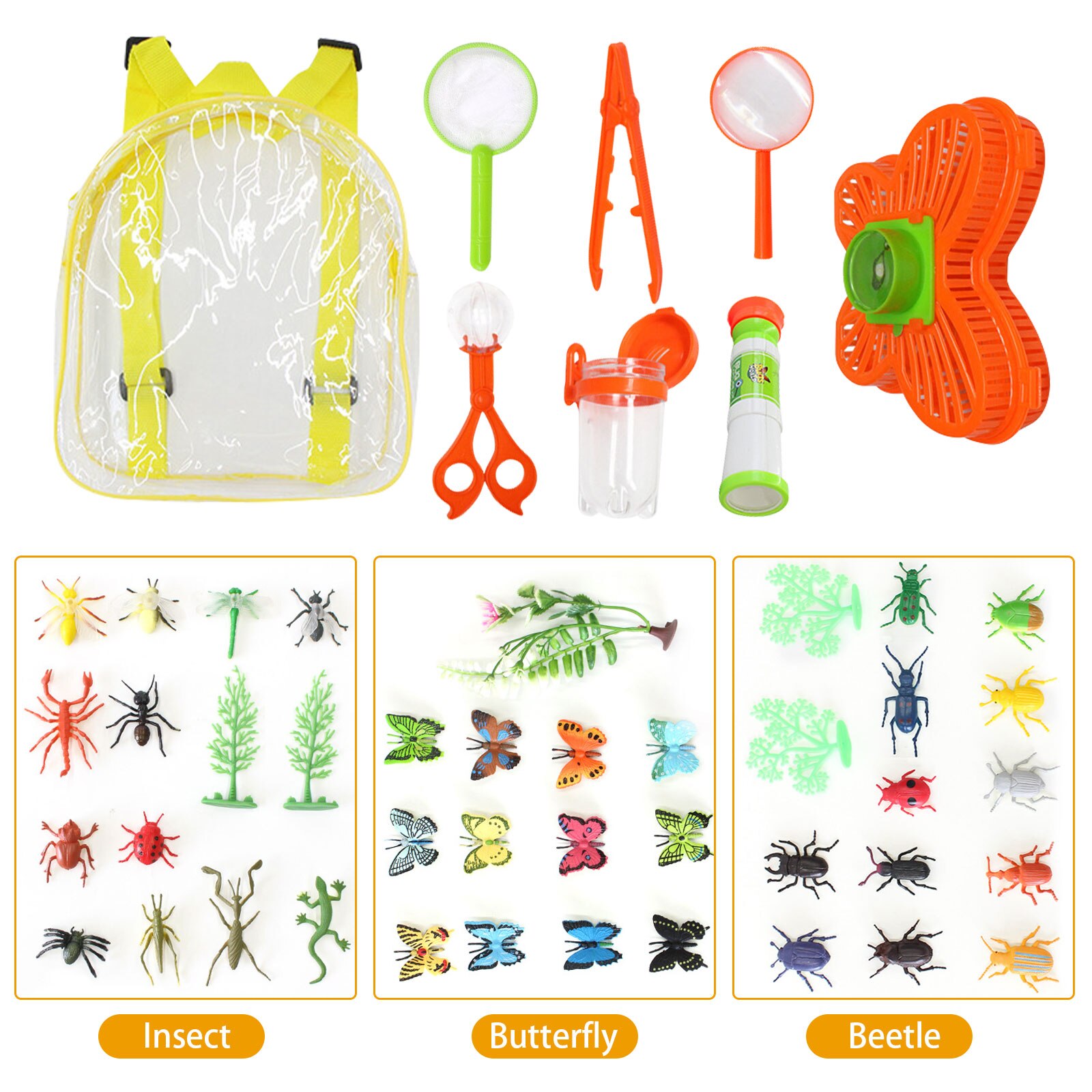 Ensemble de jouets anti-insectes avec télescope, 22 pièces, boîte d&#39;observation, Kit de Capture d&#39;insectes en plein air, jouets éducatifs scientifiques pour enfants