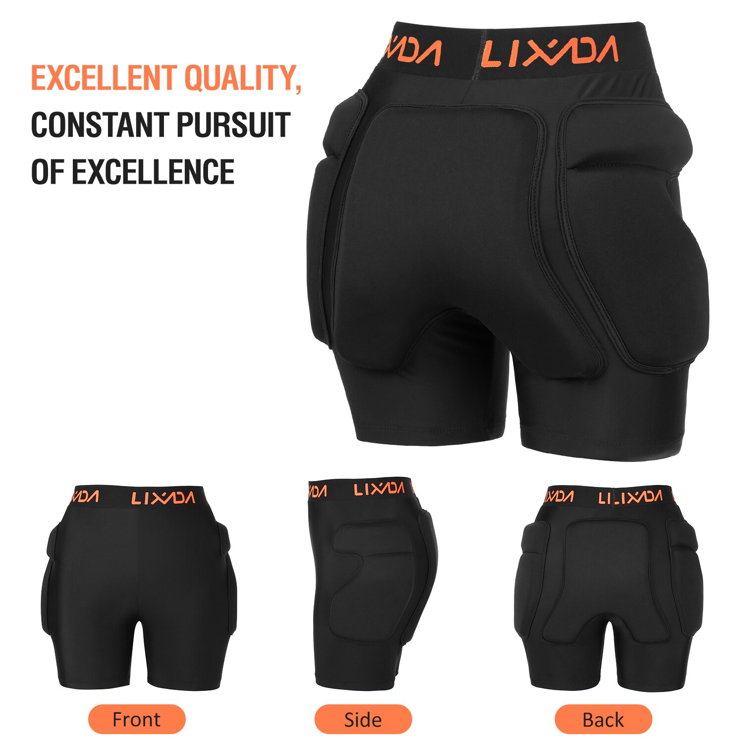 Lixada Protective Padded Shorts Hip Butt Tailbone Protection Pad Shorts for Skating Skiing Snowboarding
