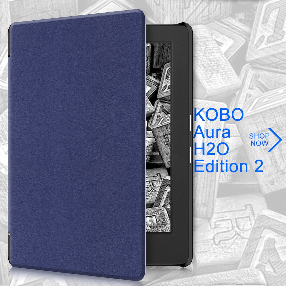 Smart etui til kobo aura  h2o edition 2, 6.8 tommer vandtæt ereader magnetisk cover, slim læder funda capa