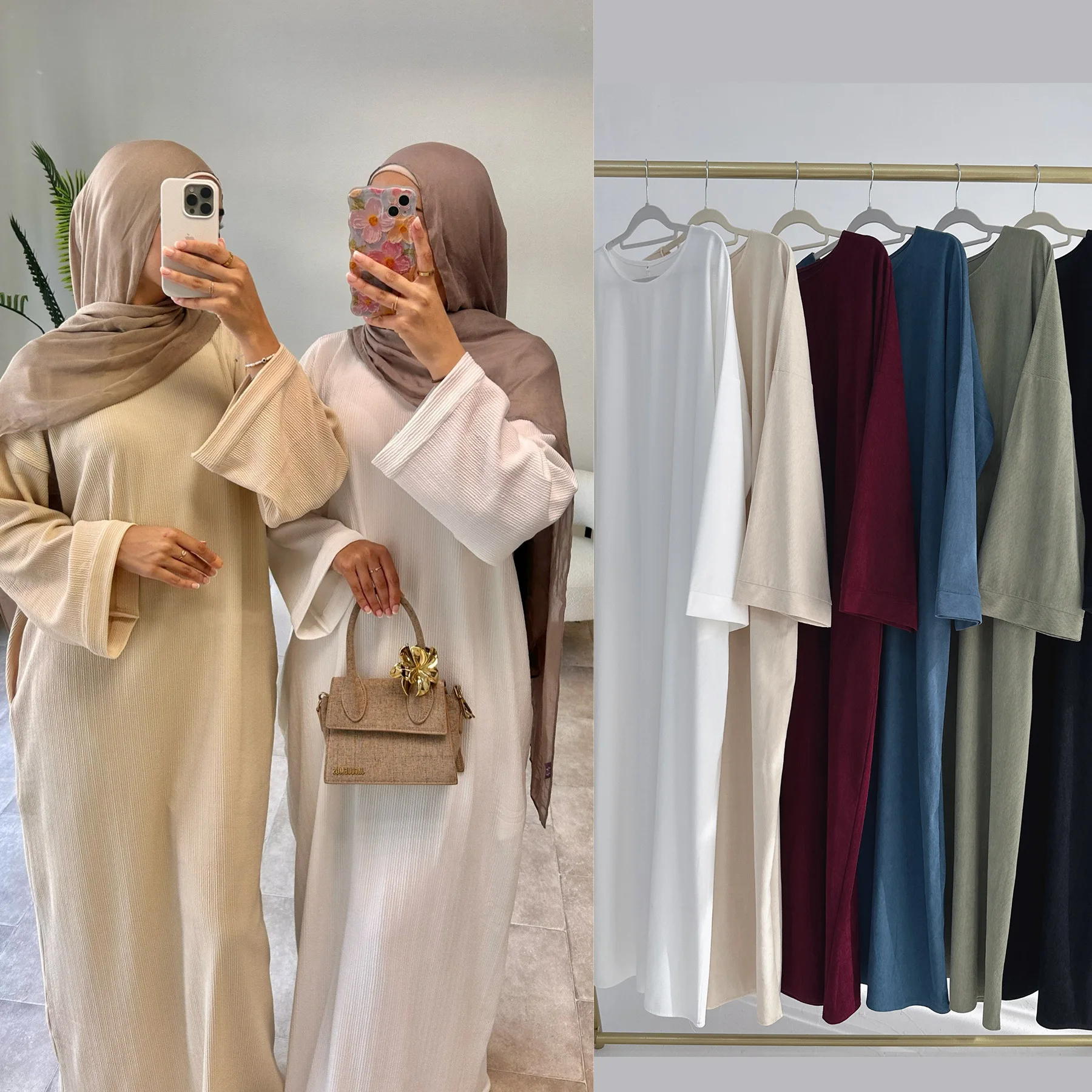 Robe Abaya en velours côtelé arabe pour femmes Ramadan dubaï femmes manteau musulman modeste hiver Islam vêtements nouvelle Robe solide turquie