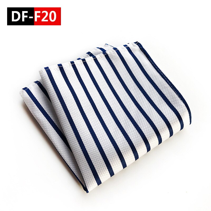 20 Style Luxury Striped Men Pocket Square Hanky Classic Wedding Party Handkerchief Soft Silk Vintage Hankies Chest Towel: DF-F20