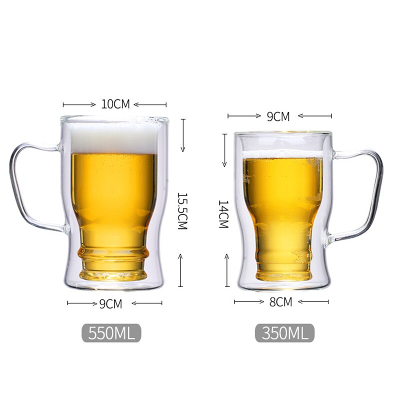 Double Walled Beer Glass Upside Down Inverted Drinking Transparent Wine Glass Cup Ceer For Coffee Drinking