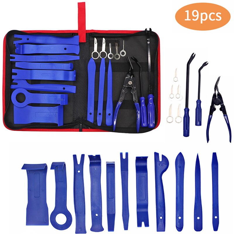 38 Pcs Car Trim Removal Tool Car Door Panel Dash Audio Radio Removal Tools Kit Automotive Pry Tools Kits Auto Repair Kit: 19 Pcs Blue