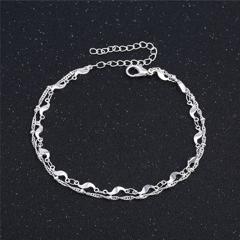 925 Zilveren Vrouwen Enkelbanden Sieraden Wave Enkelbandje Armband 925 Zilveren Sieraden Voor Vrouw Meisjes SB157