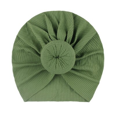 Neugeborenen Baby Stricken Hut mit Donuts Bogen Infant Krankenhaus Hut Baby Warm Beanie Bögen für Headwear Strick Headwrap Turban: green