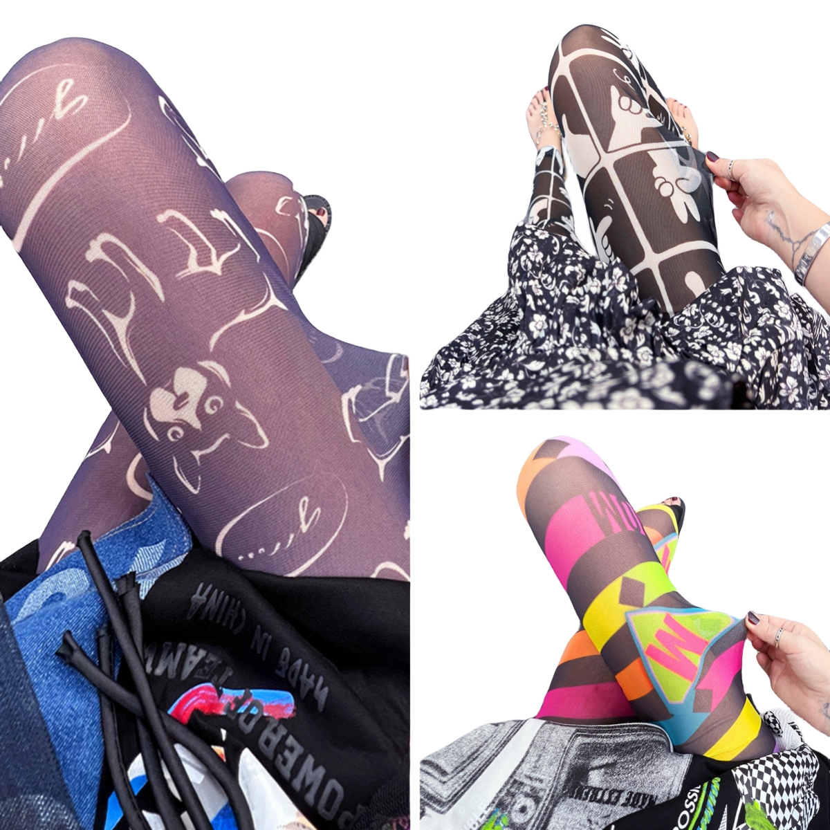 Spring Summer Women Y2K Cute Boston Terrier Graphic Stretch Tulle Leggings See-through Patterned Paisley Print Pants