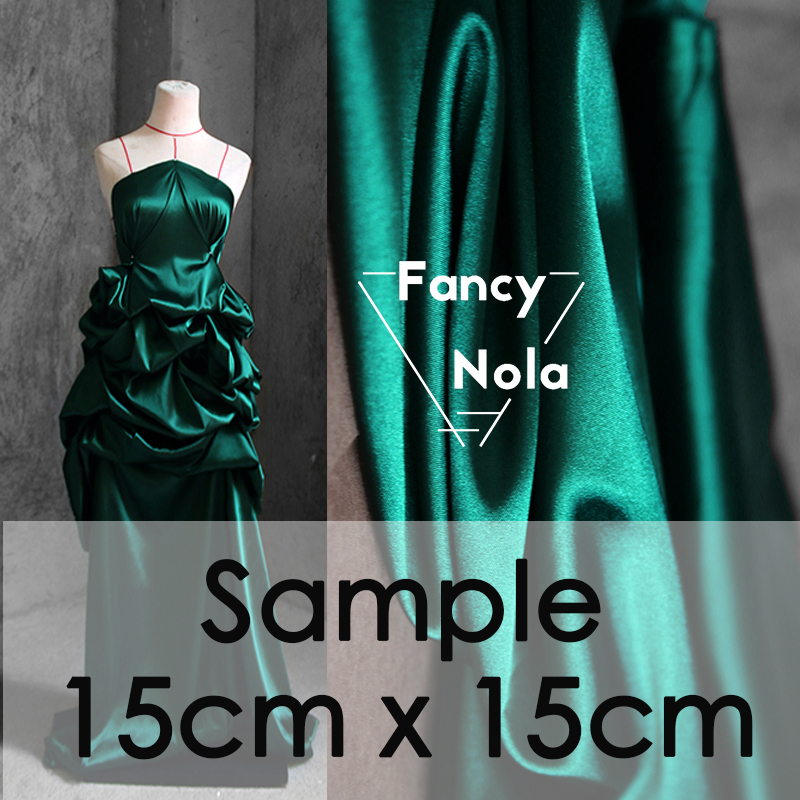 Sortgrøn silkeagtig satin 130cm bredde høj kvalitet kjole kjole silke diy skovgrønt stof  cg068: Prøve 15cm x 15cm