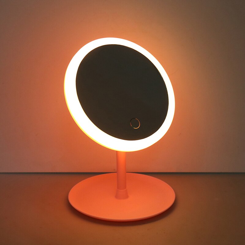 Desk Ring Light Mirror Led Makeup Mirror Smart Touch Control Lighted Makeup Vanity Stand Up Led Vanity Mirror USB Use