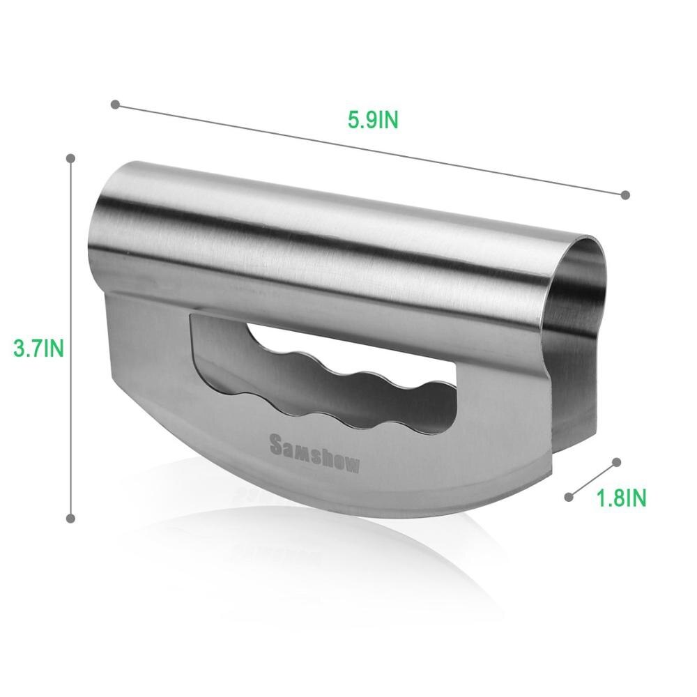Mezzaluna chopper, salat chopper kniv med doble blad beskyttende deksler - rustfritt stål mezzaluna kniv, salat chopper