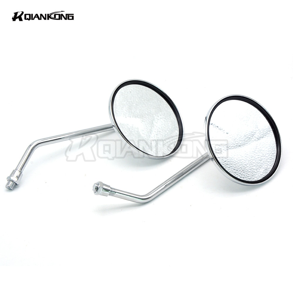 1 paar 8 MM & 10 MM Motorfiets Side Stuur Spiegels Ronde motorrijwiel scooter Spiegels Chrome voor Kawasaki suzuki bmw