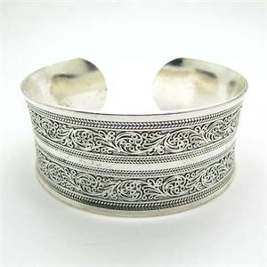 Femmes Vintage Bracelets large oiseau fleur de prunier fleur impression Tibet argent plaqué Totem manchette Bracelets Bracelets