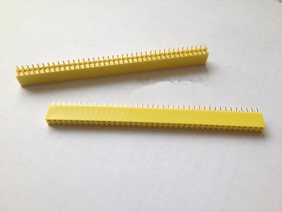 5pcs double row seat female 2*40PIN 2*40P 2.54 mm pitch vertical pin Needle Base Socket Yellow copper plated gold