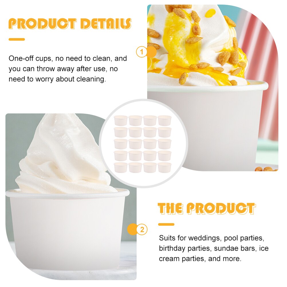 100Pcs Disposable Ice Cream Cups 3oz Dessert Pudding Cups for Retail Store Home