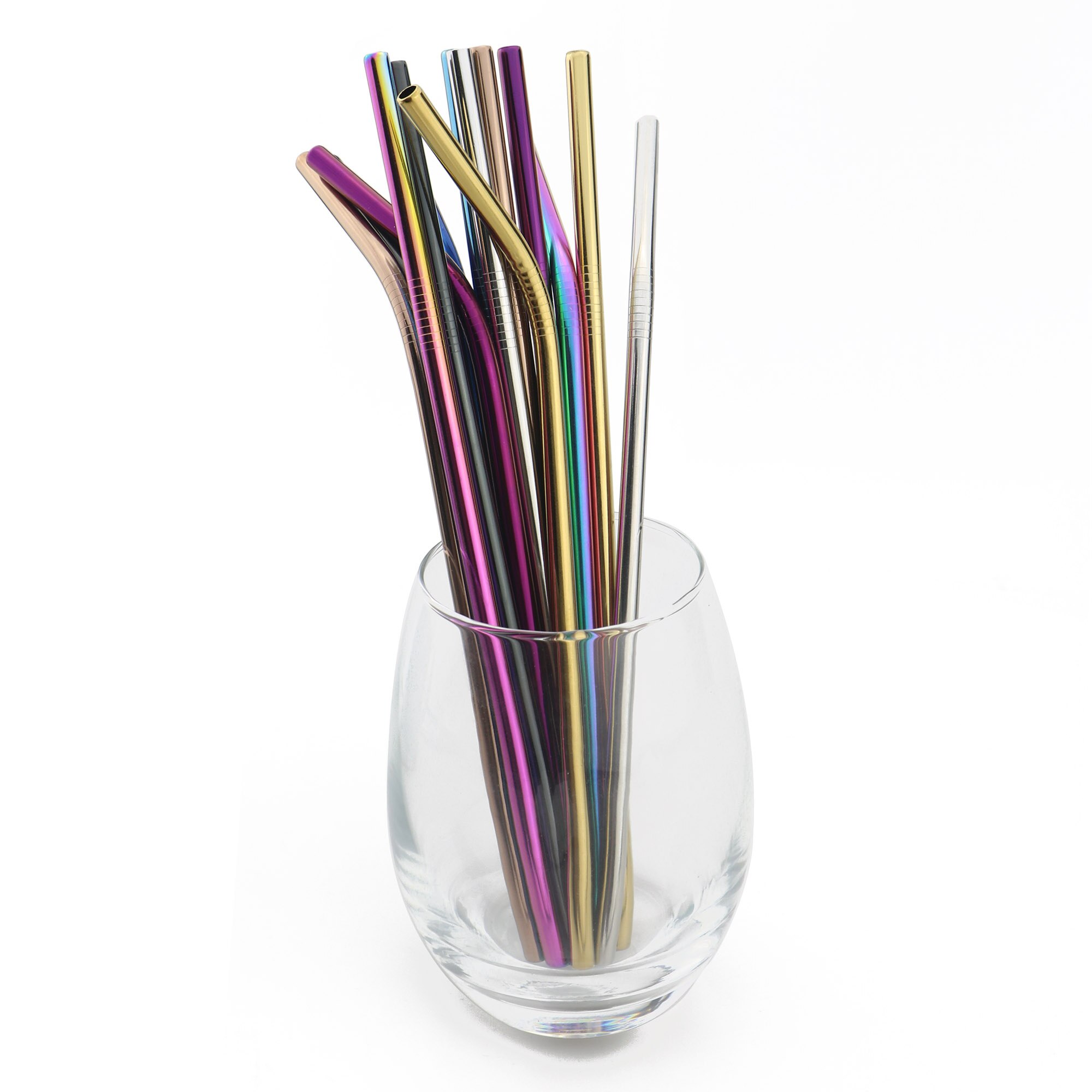 Set van 4/8 herbruikbare metalen rietjes van roestvrij staal, 304 drinkrietjes met milieuvriendelijke roze borstel, rietje voor 20 / 30oz mokken
