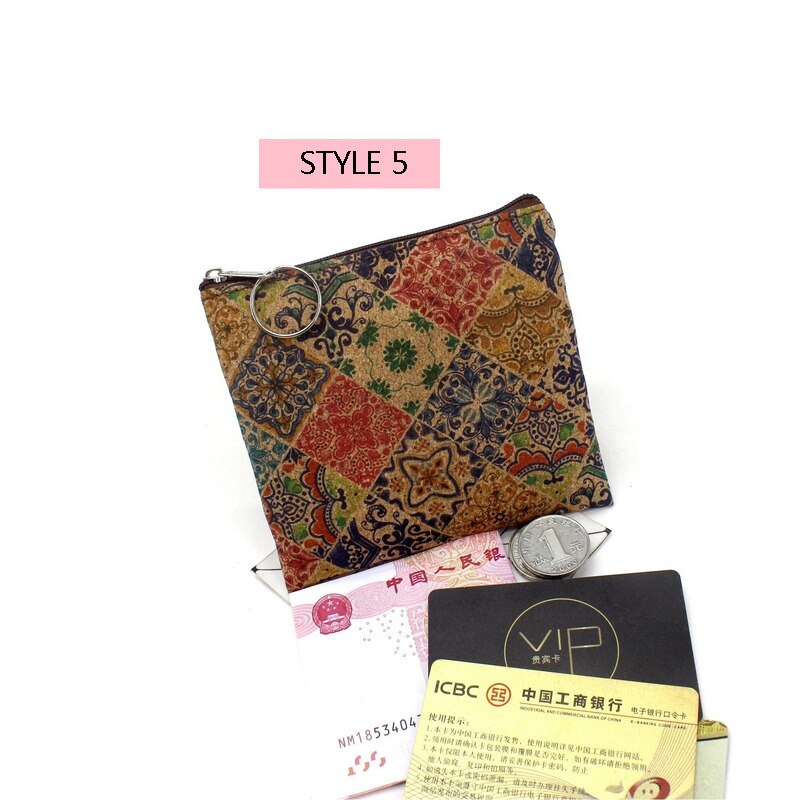 Jahrgang geldbörse mit echtholzmaserung, rindenkork-optik, lässige, nostalgische Kupplung, kleine quadratische schlüsseltasche: Stil 5