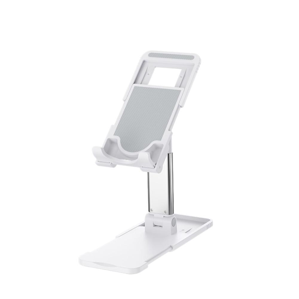 Ergonomic Collapsible Adjustable Metal Desktop Tablet Holder Table Cell Foldable Extend Support Desk Mobile Phone Holder Stand: White