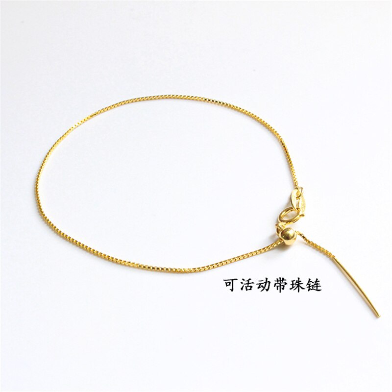 Lo Paulina Solid 925 Sterling Zilver Slide Verstelbare 0.65Mm Box Chain Enkelband 18/23Cm Voor Mode Vrouwen Te Dragen Sieraden