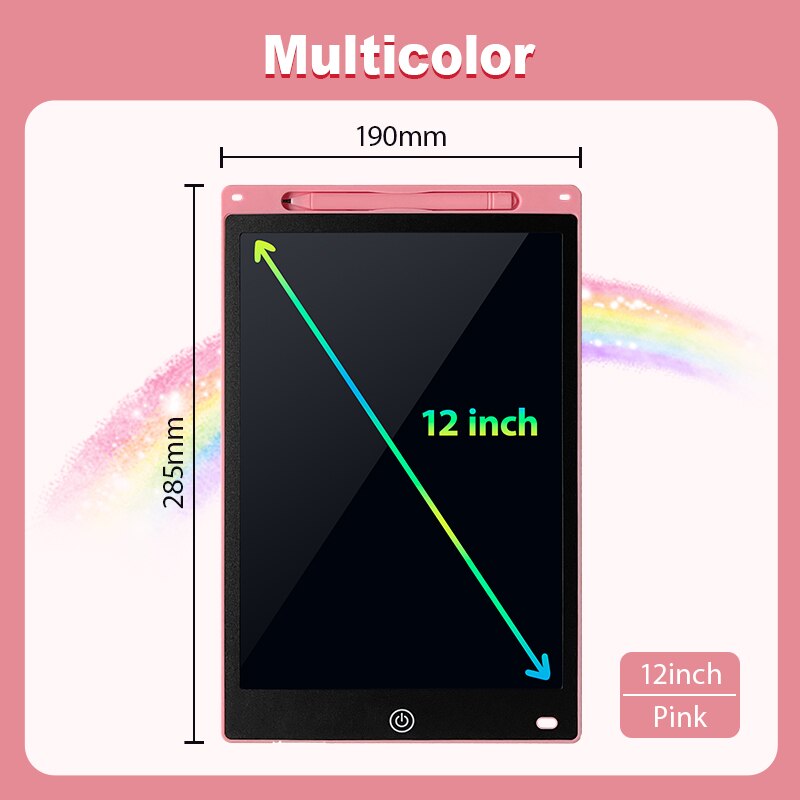 8.5/10/12 Inch Electronic Drawing Tablet LCD Screen Writing Board Children Toys Digital Graphic Painting Handwriting Pad: pink 12inch color