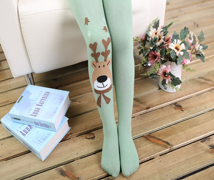 Schattige cartoon herten kinderen meisjes panty's kinderen baby katoenen panty's kawaii kerst voor jongens meisjes: Groente / 105 to 120cm