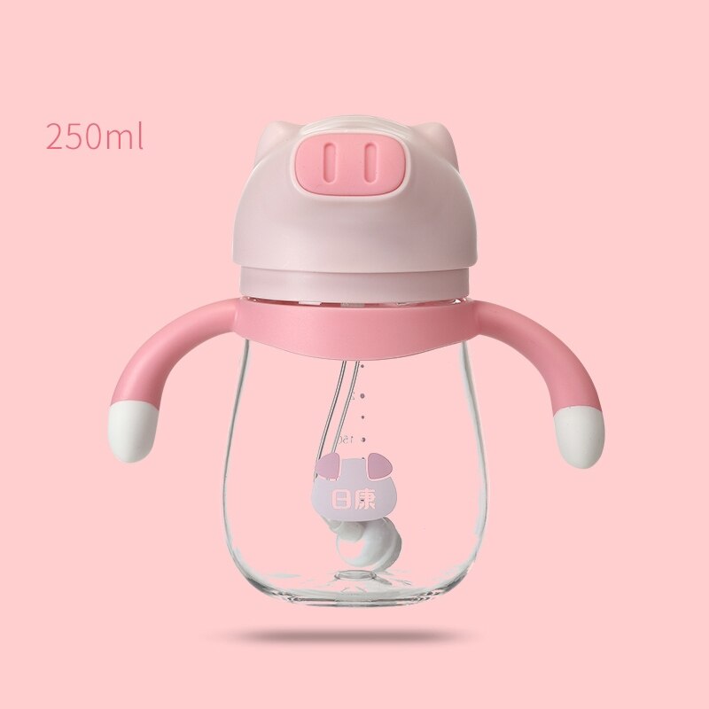 Rikang 250ml vannflaske sippy kopp låve gobelet matevann flaske baby kopp med halm dyr til låve: Rk -b1026- rosa