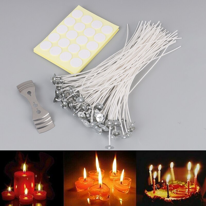 100 stuks/set kaarslonten met centreerinrichting voor kaarsenlonten voor het zelf maken van kaarsen