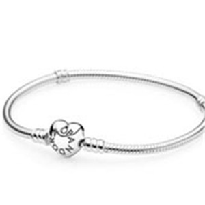 Charms Bracelets for Women DIY Silver 925 Jewelry Snake Chain Signature Heart Clasp Silver Bracelets Beaded Starter Girl: white / 17cm