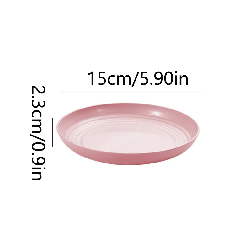15/19.8/22.5/25cm Wheat Straw Round Plates Salad Dessert Dinner Plate Unbreakable Reusable Microwave Safe Fruit Plate: Brown