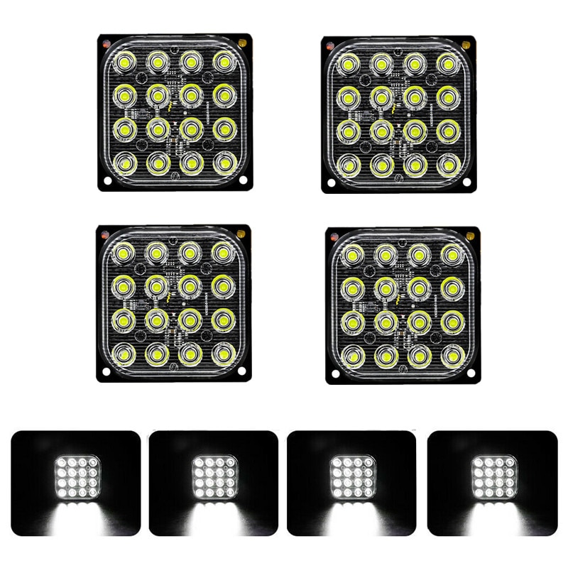 4 stuks vierkante flitsers van fso, 4 x 4, 16 led stroboscooplampen, aanhangers, led knipperlichten, vrachtwagen zijmarkeringsstroboscopen voor auto's