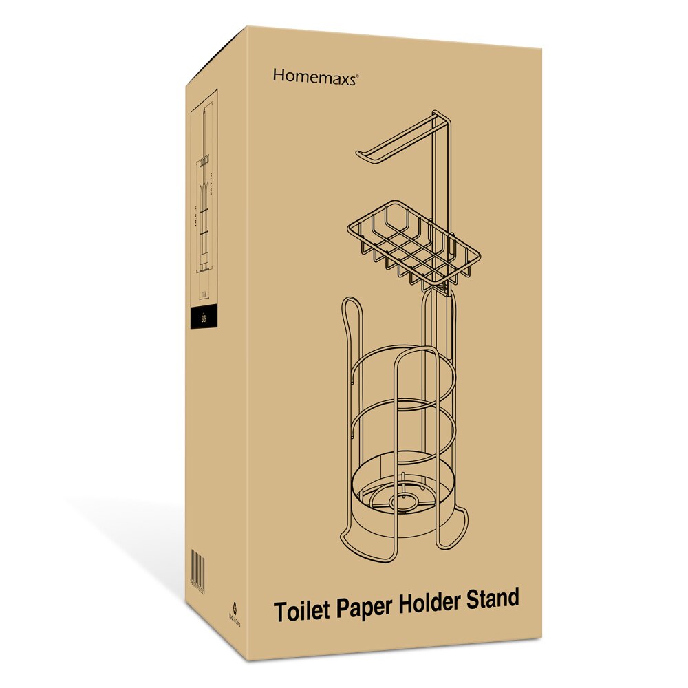 Homemaxs toiletpapirholder stående håndklædepapirrulle serviethyldeholder badeværelse køkkenopbevaring (bronze)