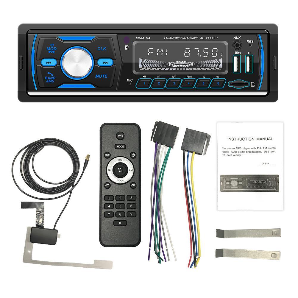 DAB+ RDS AM FM Car Radio MP3 Player 1 DIN Stereo Bluetooth USB SD AUX Head Unit Support Phone Charging 7 Colors Button