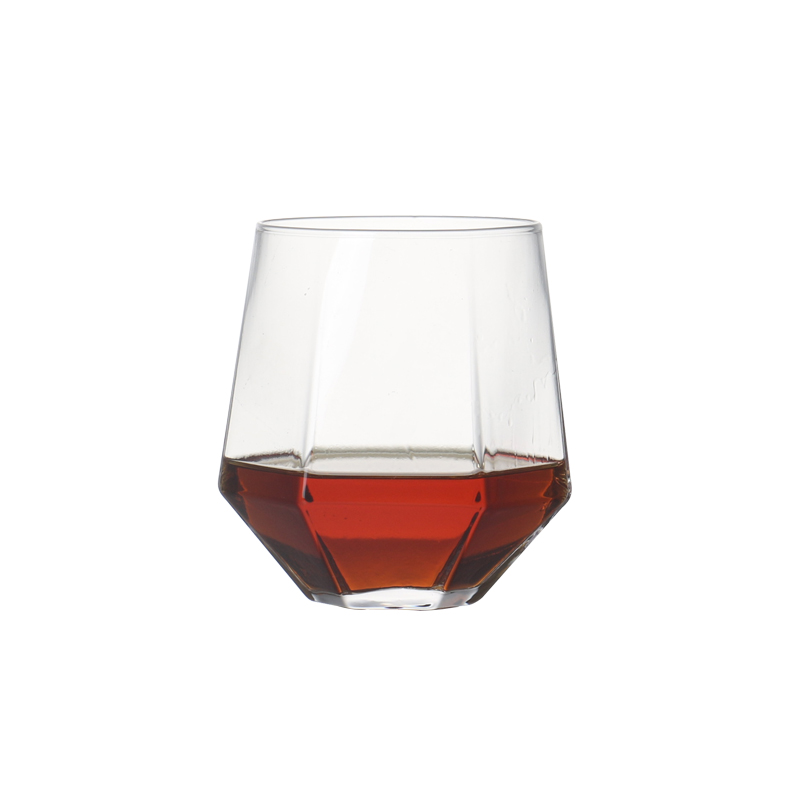 Set  of 2 350ml handgjorda blåst polygon whiskyglas för bar hushålls dagliga vattenglas för blandat dricksglas