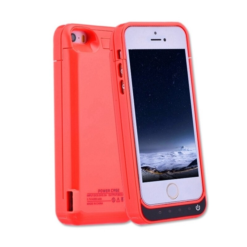 Leioua 4200 mAh Oplaadbare Ultra Slanke Batterij Case Voor Iphone 5 5c 5 s Se Power Bank Case Pack Opladen case Cover Opladen Case: Red