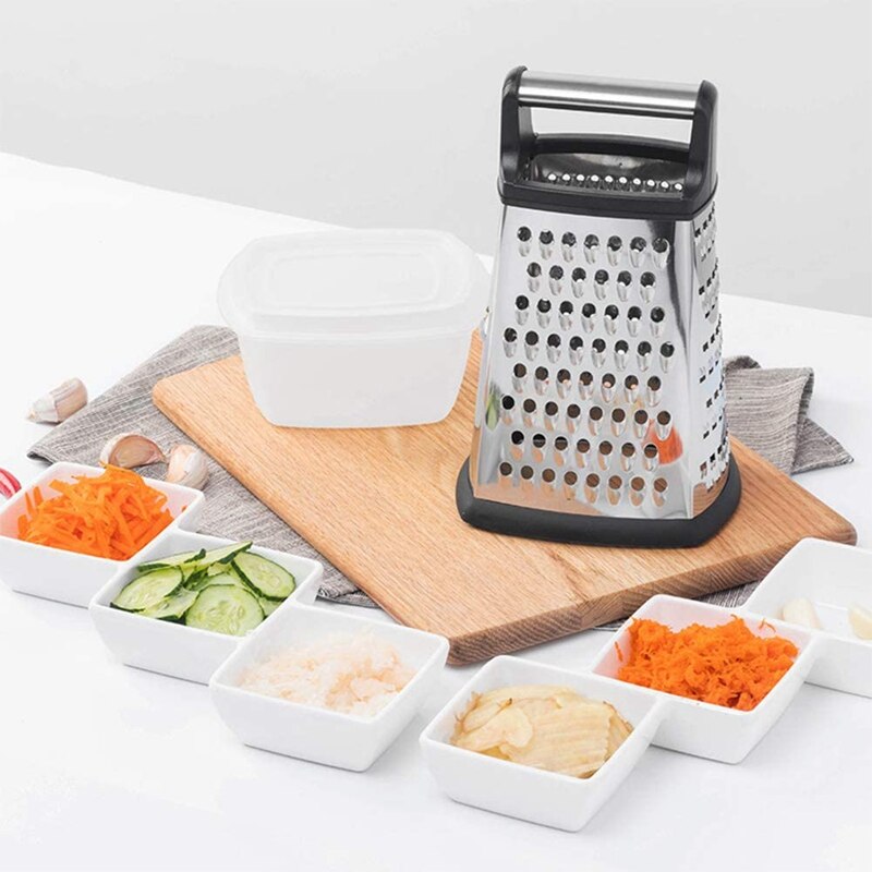 4-Sided Stainless Steel Box Grater with Storage Container, Grater for Parmesan Cheese, Ginger Ect