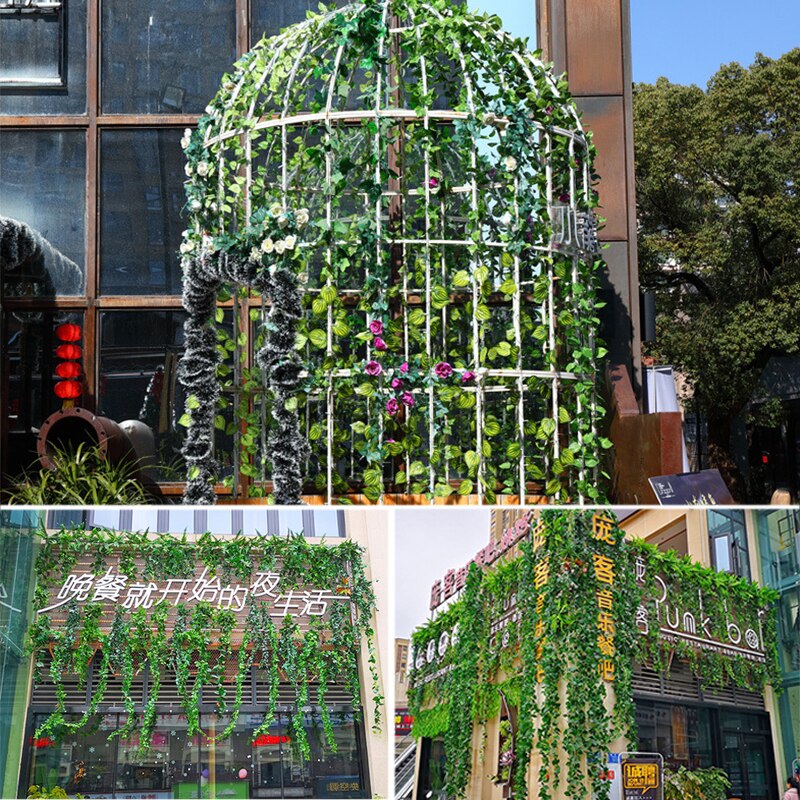 Artificial Lvy Green Leaf Wreath Plant Vine Grape Leaf Climber Green Leaf Family Garden Wedding DIY Garden Craft Flower