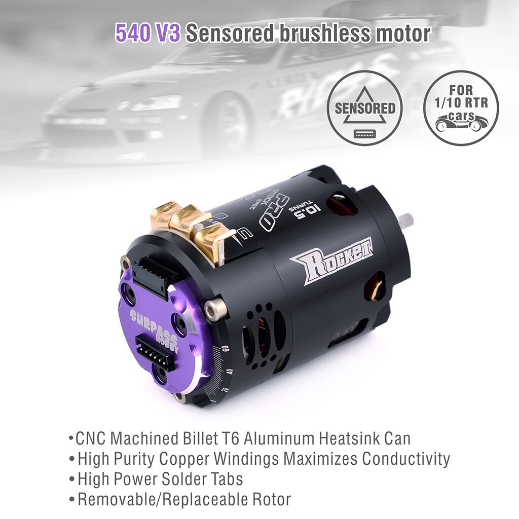 Surpass Hobby Rocket 540 V3 Pro (MODIFIED) Sensored Brushless Motor 3.5/4.5/5.5T For Electric Hub Motor 1/10 1/12 RC Drift Car