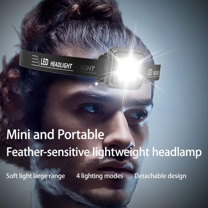 Kraftige cob led-forlygter mini edc nøglering pandelampe genopladelig vandtæt udendørs camping fiskeri bærbar arbejdslommelygte