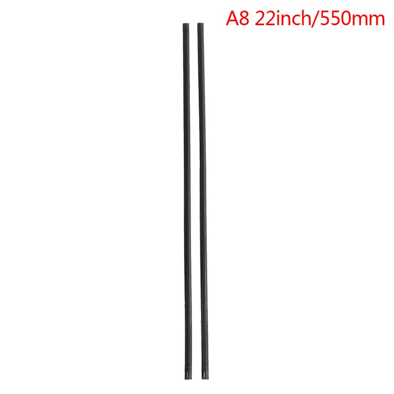 2Pcs Bone wiper strip 14/16/17/18/19/20/21/22" Car Windshield Metal U-type Wiper Blades Vehicle Insert Soft Rubber Strip Refill: A8