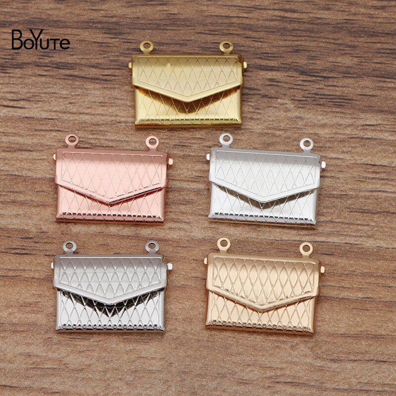 BoYuTe (10 Pieces/Lot) 15*20MM Metal Brass Envelope Photo Locket Diy Floating Locket Charms for Jewelry Making