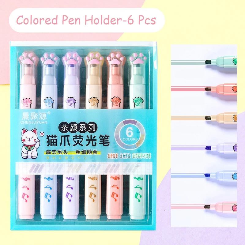 Juego de rotuladores resaltadores Pastel, marcadores resaltadores Kawaii de Color Morandi, bolígrafos bonitos, papelería coreana para útiles escolares: Mezcla de color