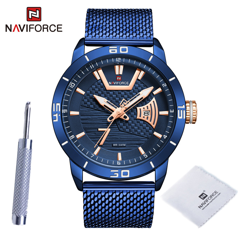 Top Brand Naviforce Business Heren Horloges Roestvrij Stalen Band Horloges Waterdicht Mannen Klok Relogio Masculino: BEBE