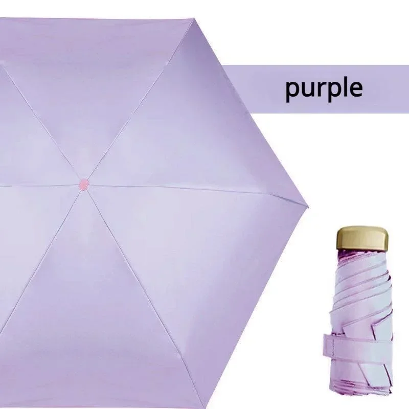 Anti-UV-Super-Mini-Tasche, kompakter Sonnenschirm, faltbar, regenfest, winddicht, Reise-Mini-Regenschirm: Lila