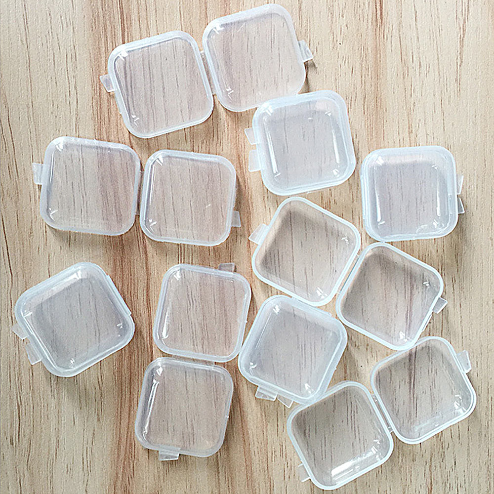 10/20/50Pcs Mini Clear Plastic Small Box Hook Jewelry Earplugs Container Storage