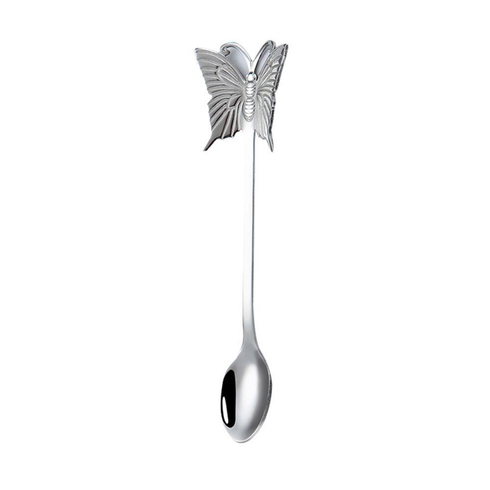 Butterfly Stainless Steel Coffee Spoon Milk Teaspoon Dessert Snack Scoop Ice Cream Stirring Spoons Kitchen Dining Tableware,1PCS